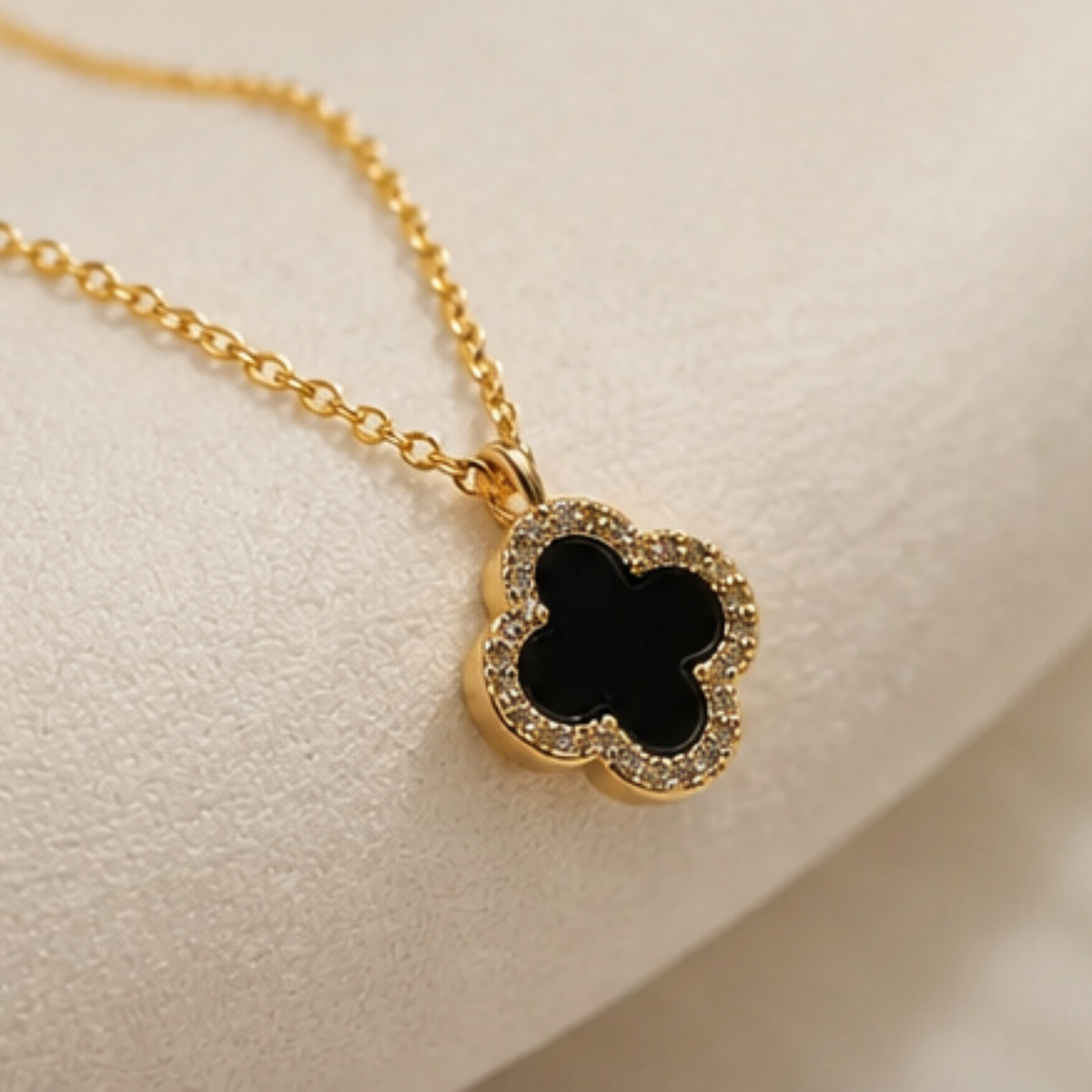 Korean Women's Luxury Inspired Four-Leaf Clover Motif Necklace