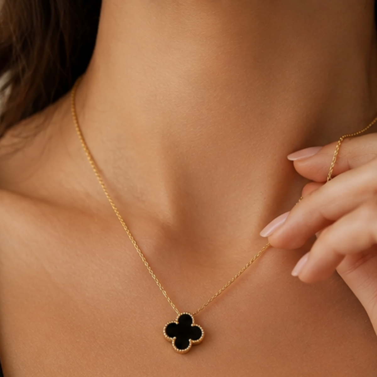 Korean Women's Luxury Inspired Four-Leaf Clover Motif Necklace