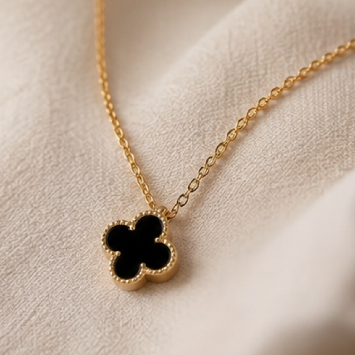 Korean Women's Luxury Inspired Four-Leaf Clover Motif Necklace