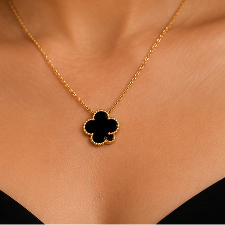 Korean Women's Luxury Inspired Four-Leaf Clover Motif Necklace