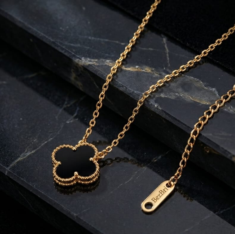 Korean Women's Luxury Inspired Four-Leaf Clover Motif Necklace